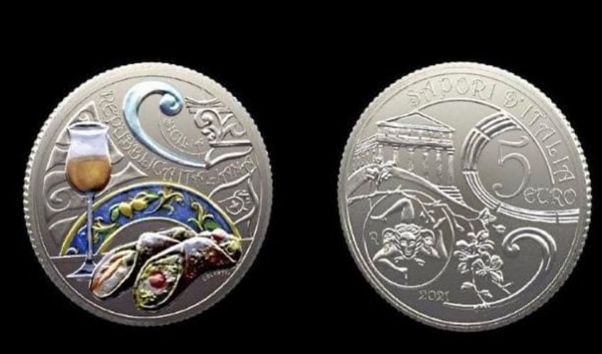 Collezione numismatica 2021: cannolo siciliano sulle monete da 5 euro