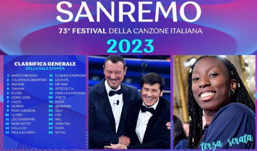 Sanremo 2023, la terza serata con i Maneskin. La classifica dei 28 big