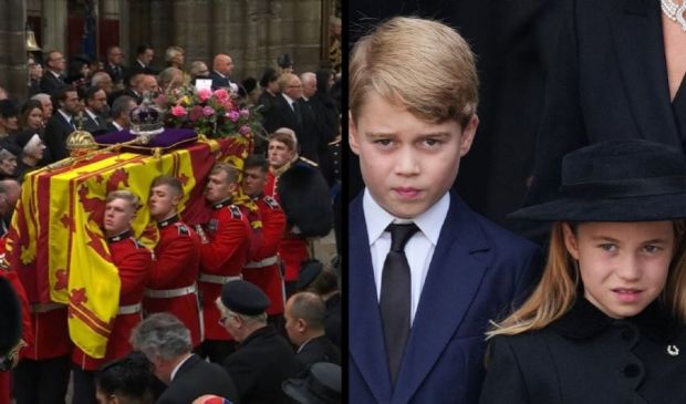 I principini George e Charlotte ai funerali di Stato della Regina