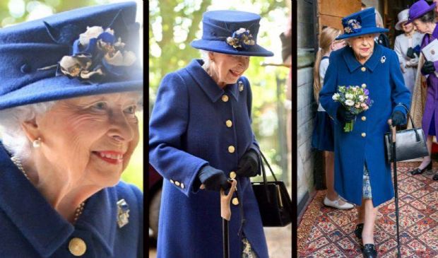 La regina Elisabetta per la prima volta con un bastone da passeggio