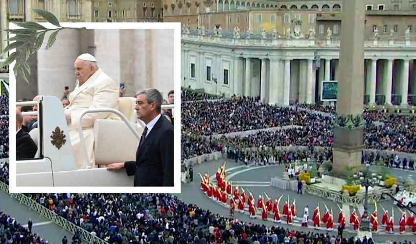 Papa Francesco in piazza San Pietro per la domenica delle Palme
