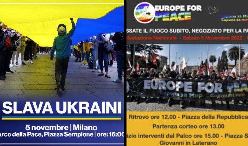 Pd-M5S a Roma e Terzo Polo a Milano, due piazze per la pace in Ucraina