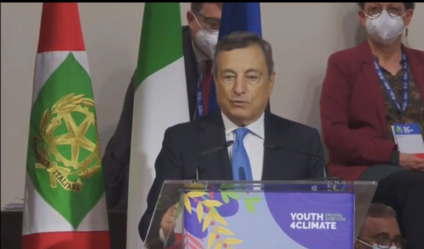 PreCop 26, Draghi parla ai giovani e promette: “Dobbiamo agire adesso”